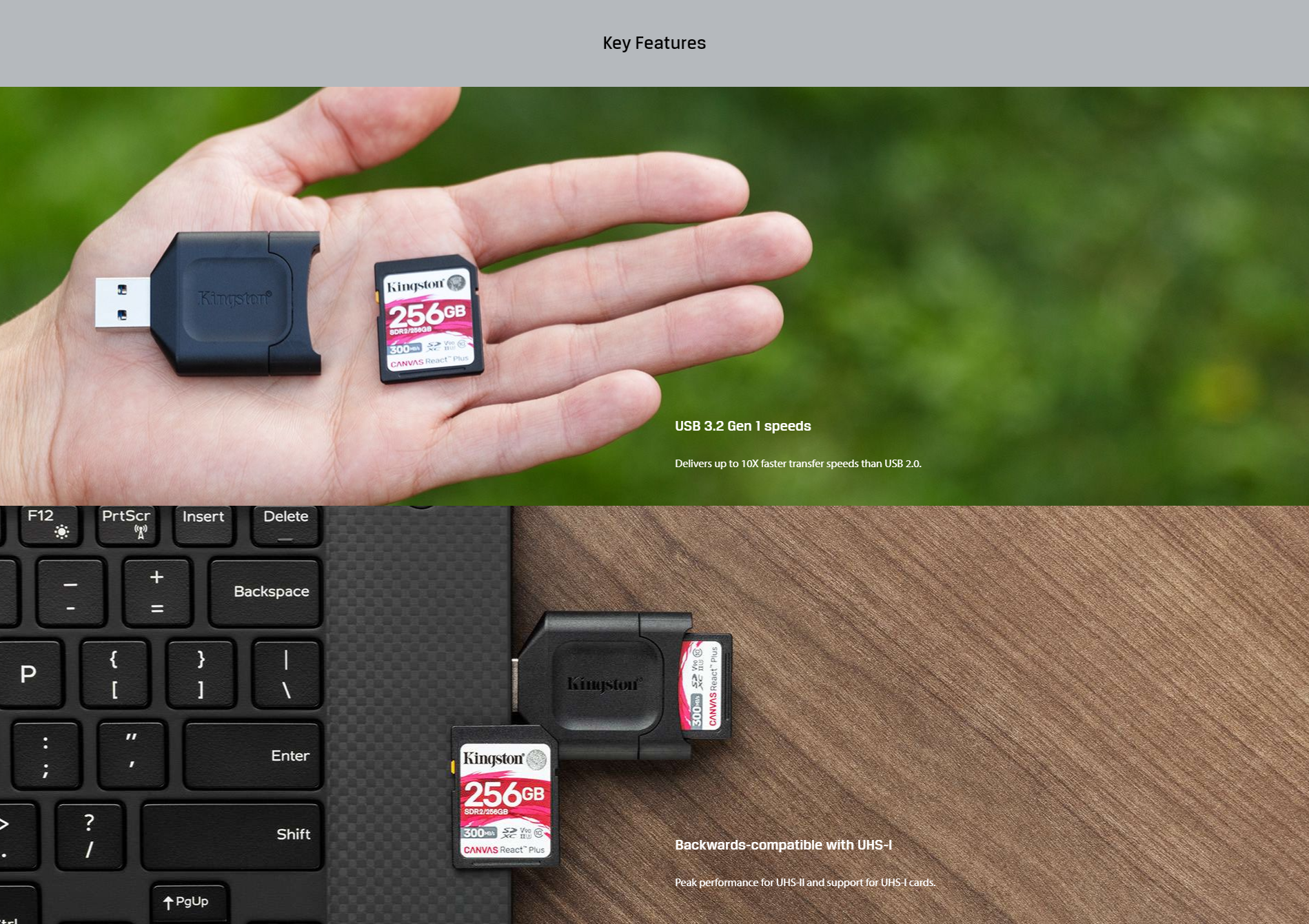 A large marketing image providing additional information about the product Kingston MobileLite Plus SD Card Reader - Additional alt info not provided